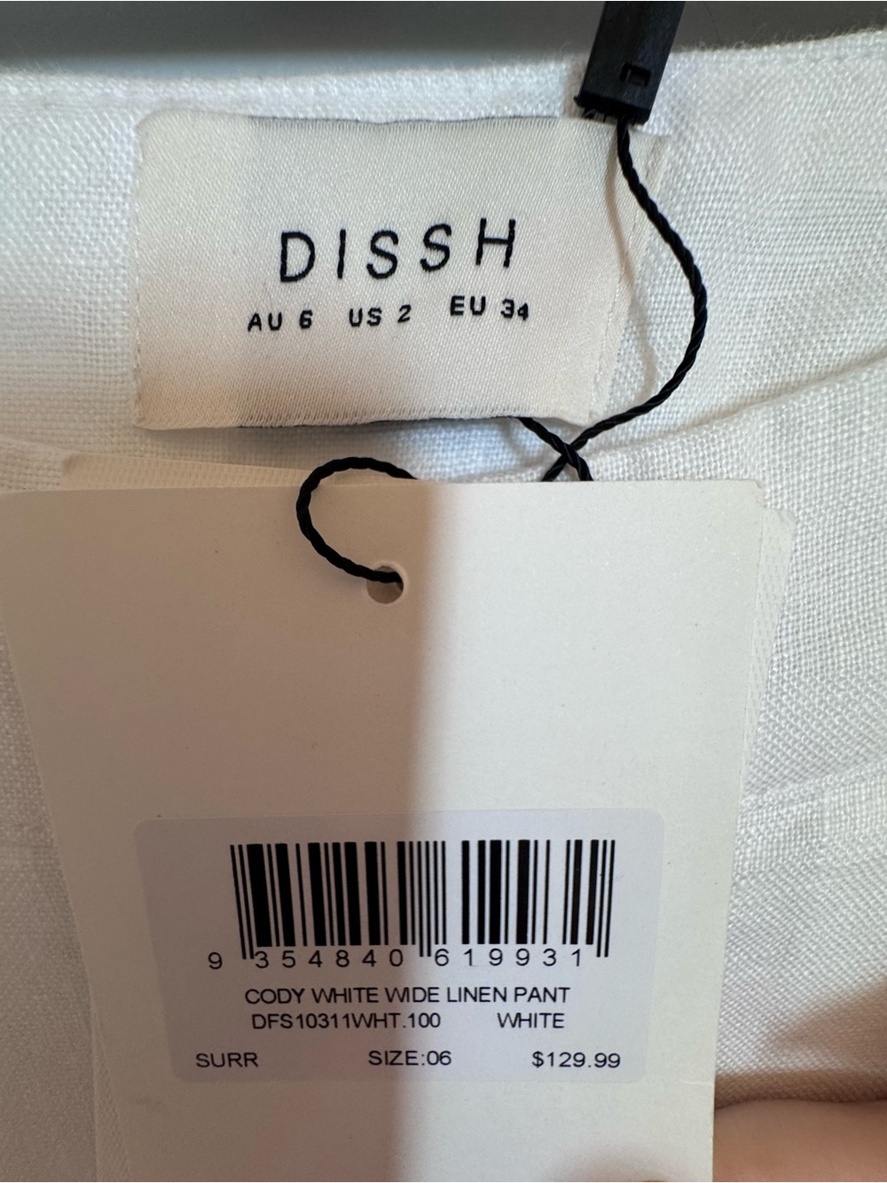 DISSH White Wide Leg Linen Pants NWT - Picture 5 of 5